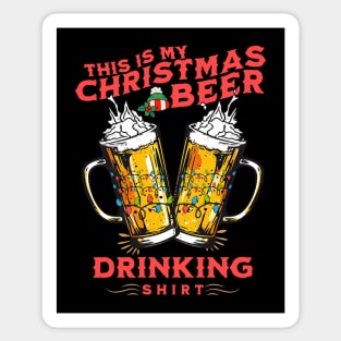 This Is My Christmas Beer Drinking Shirt Funny Christmas Lights Santa Hat Xmas Holiday Sticker